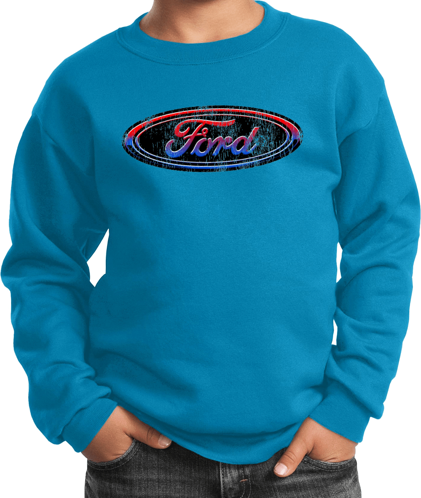 Kids Ford Oval Sweatshirt Distressed Logo - Picture 10 of 19
