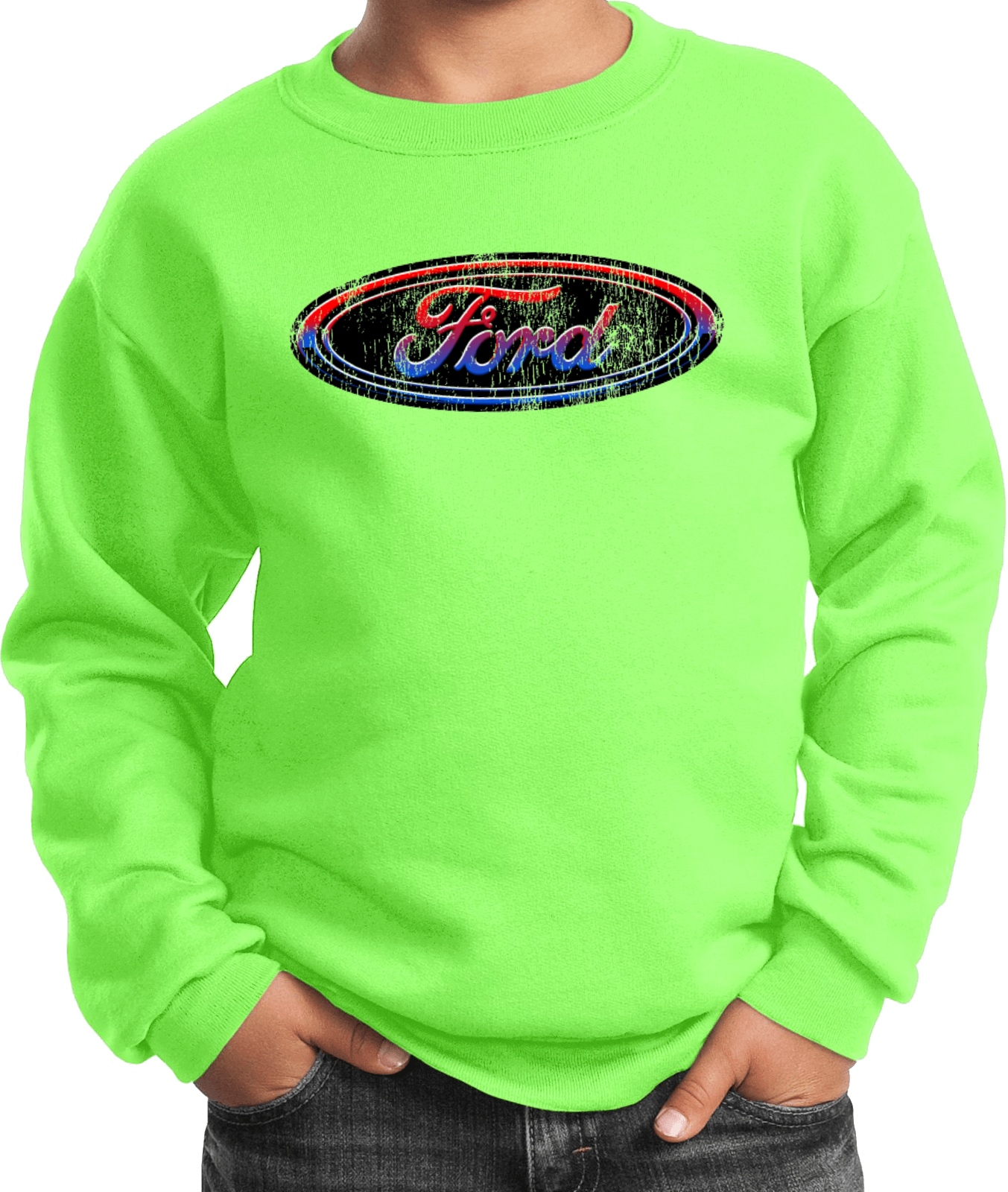 Kids Ford Oval Sweatshirt Distressed Logo - Picture 11 of 19