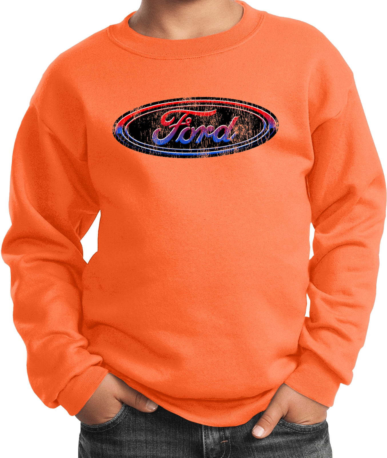 Kids Ford Oval Sweatshirt Distressed Logo - Picture 12 of 19