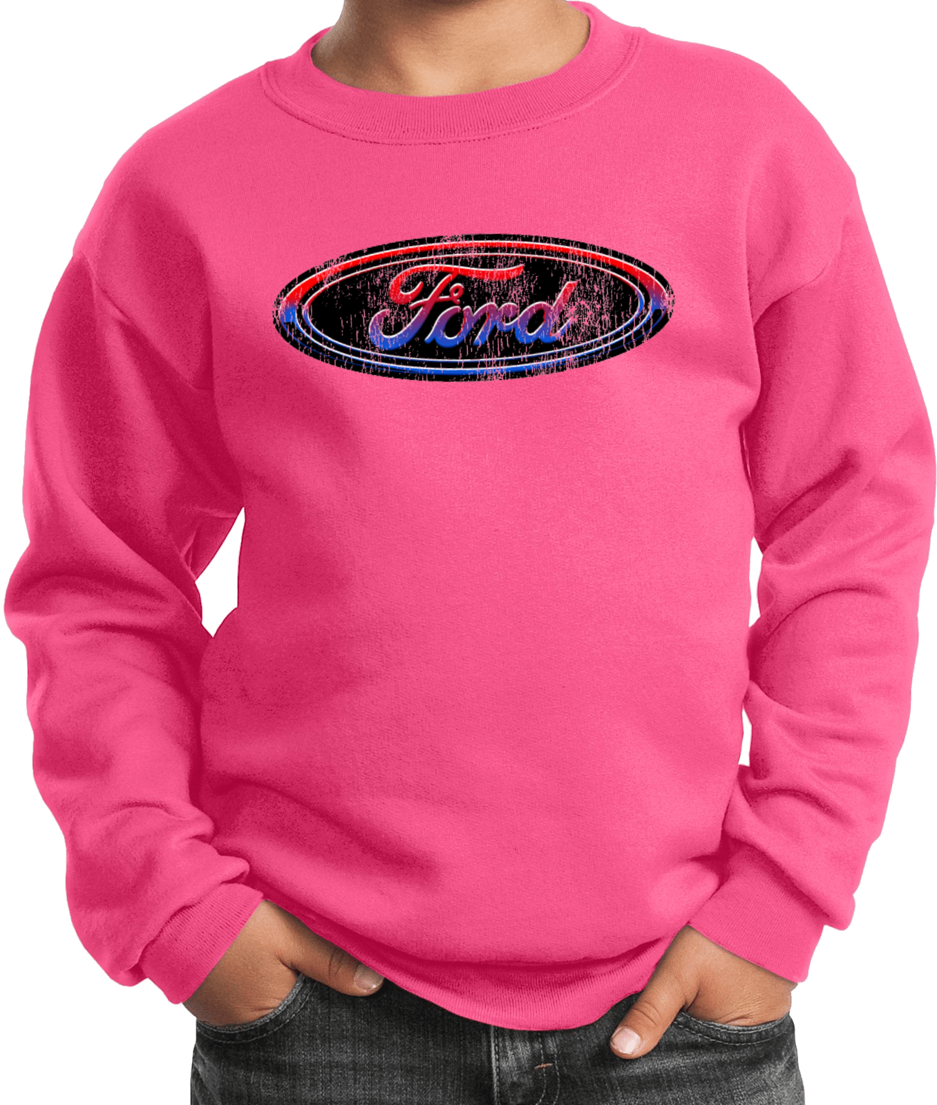 Kids Ford Oval Sweatshirt Distressed Logo - Picture 13 of 19