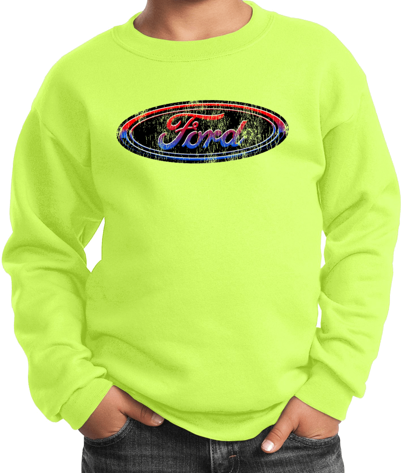 Kids Ford Oval Sweatshirt Distressed Logo - Picture 14 of 19