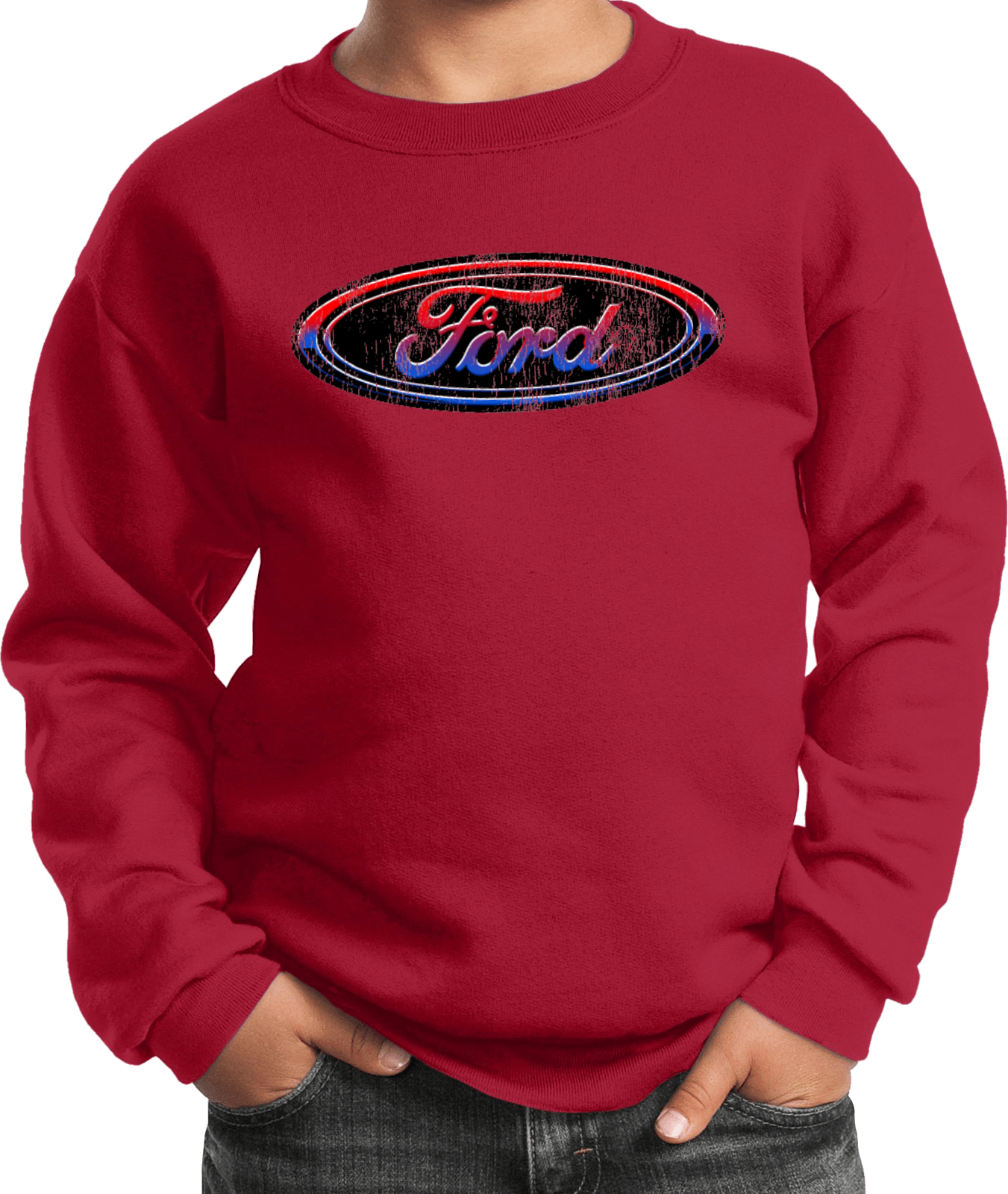 Kids Ford Oval Sweatshirt Distressed Logo - Picture 17 of 19