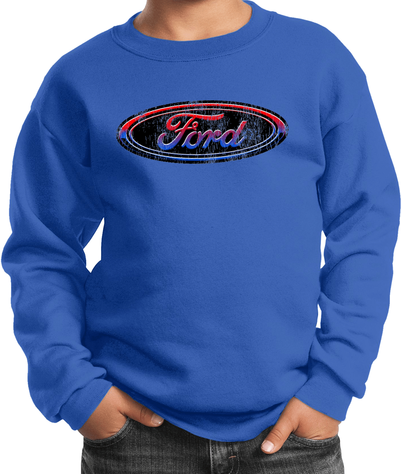 Kids Ford Oval Sweatshirt Distressed Logo - Picture 18 of 19