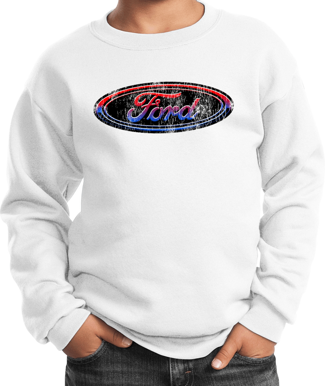 Kids Ford Oval Sweatshirt Distressed Logo - Picture 19 of 19