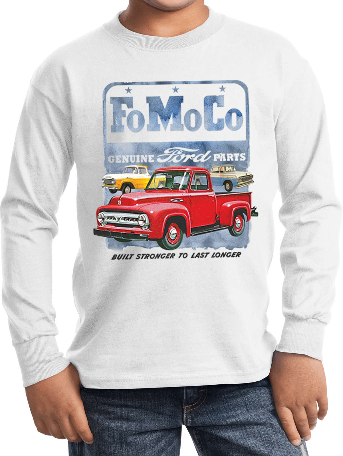 Kids Ford T-shirt FoMoCo Parts Youth Long Sleeve - Picture 2 of 3