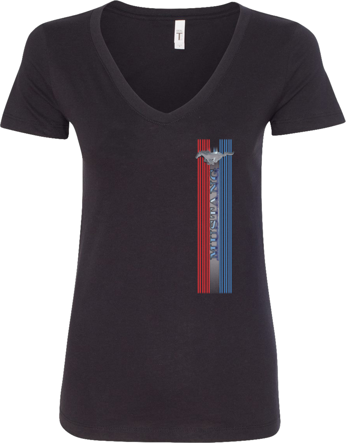 Buy Cool Shirts Ladies Ford Mustang T shirt Pony Logo Tri Bar V Neck