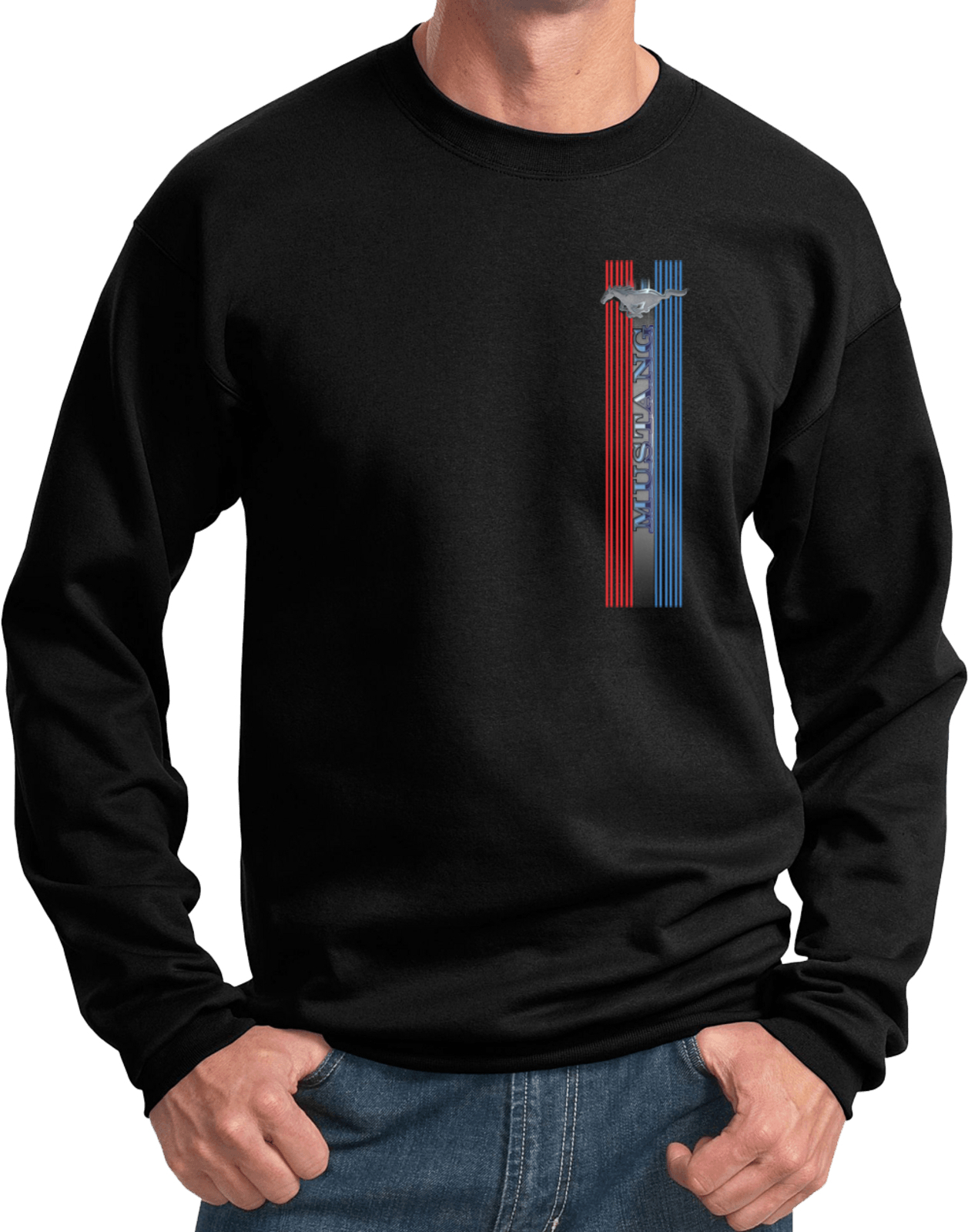 Buy Cool Shirts Ford Mustang Sweatshirt Pony Logo Tri Bar Pullover Sweat Shirt