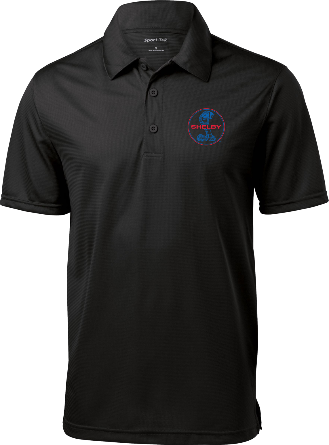 Ford Mustang Textured Polo Shelby Blue and Red Logo Pocket Print