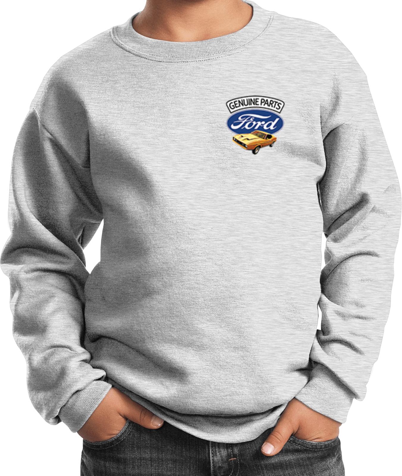 Kids Ford Mustang Sweatshirt Genuine Parts Pocket Print - Picture 2 of 20