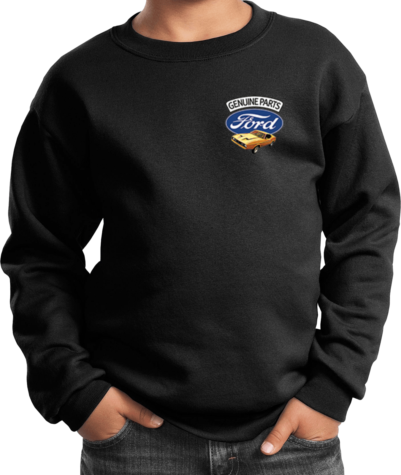 Kids Ford Mustang Sweatshirt Genuine Parts Pocket Print - Picture 4 of 20