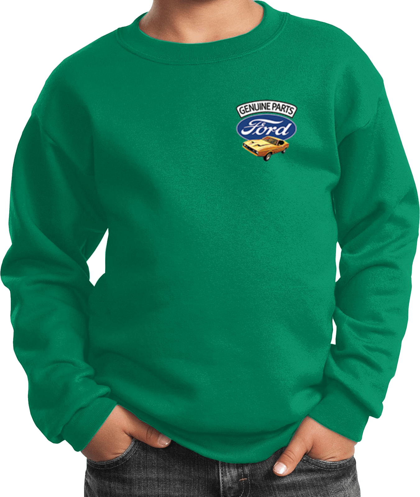 Kids Ford Mustang Sweatshirt Genuine Parts Pocket Print - Picture 8 of 20