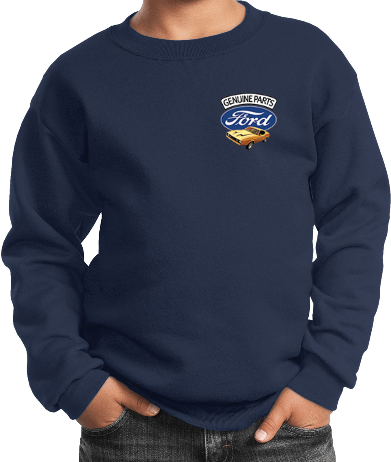 Kids Ford Mustang Sweatshirt Genuine Parts Pocket Print - Picture 9 of 20