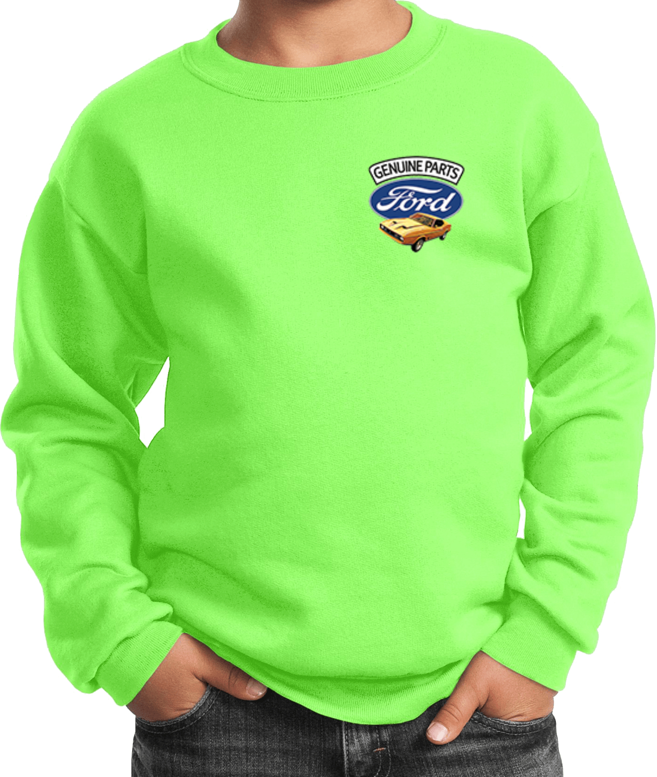 Kids Ford Mustang Sweatshirt Genuine Parts Pocket Print - Picture 11 of 20
