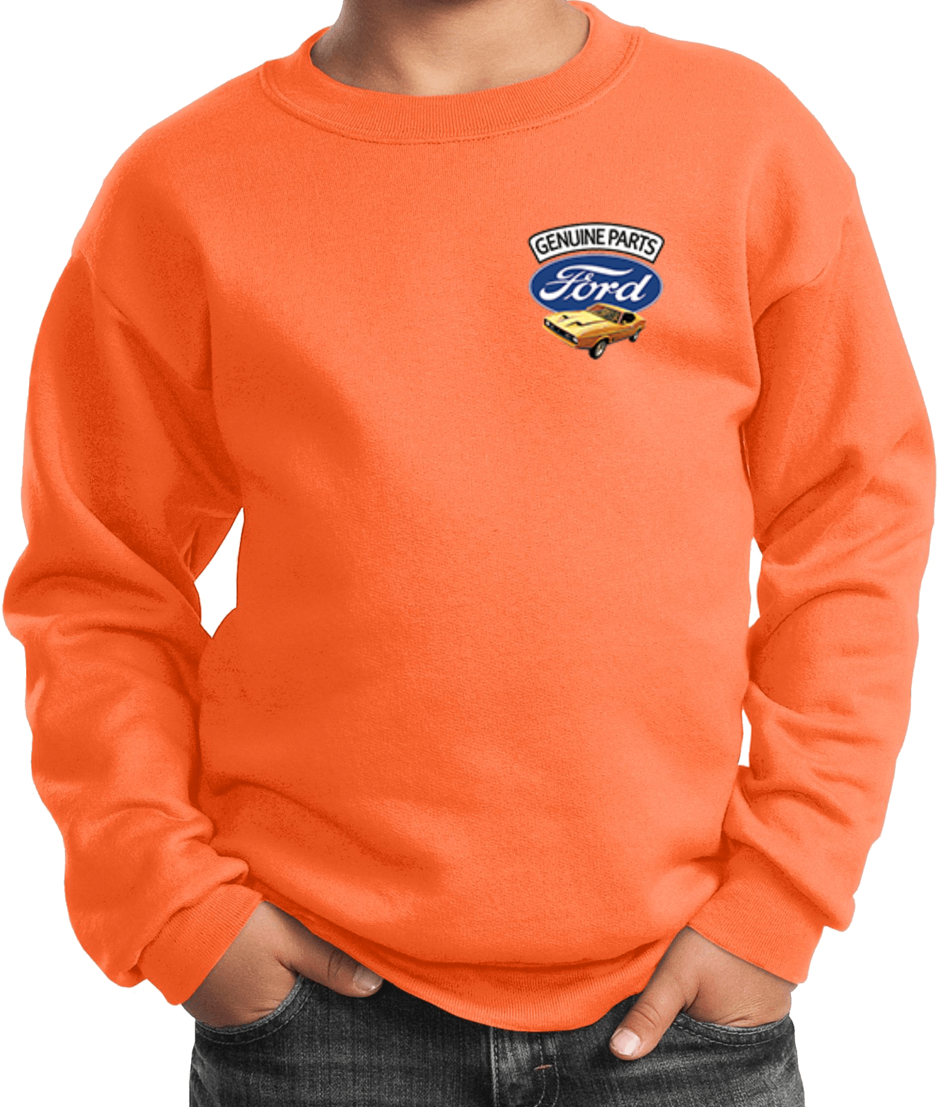 Kids Ford Mustang Sweatshirt Genuine Parts Pocket Print - Picture 12 of 20