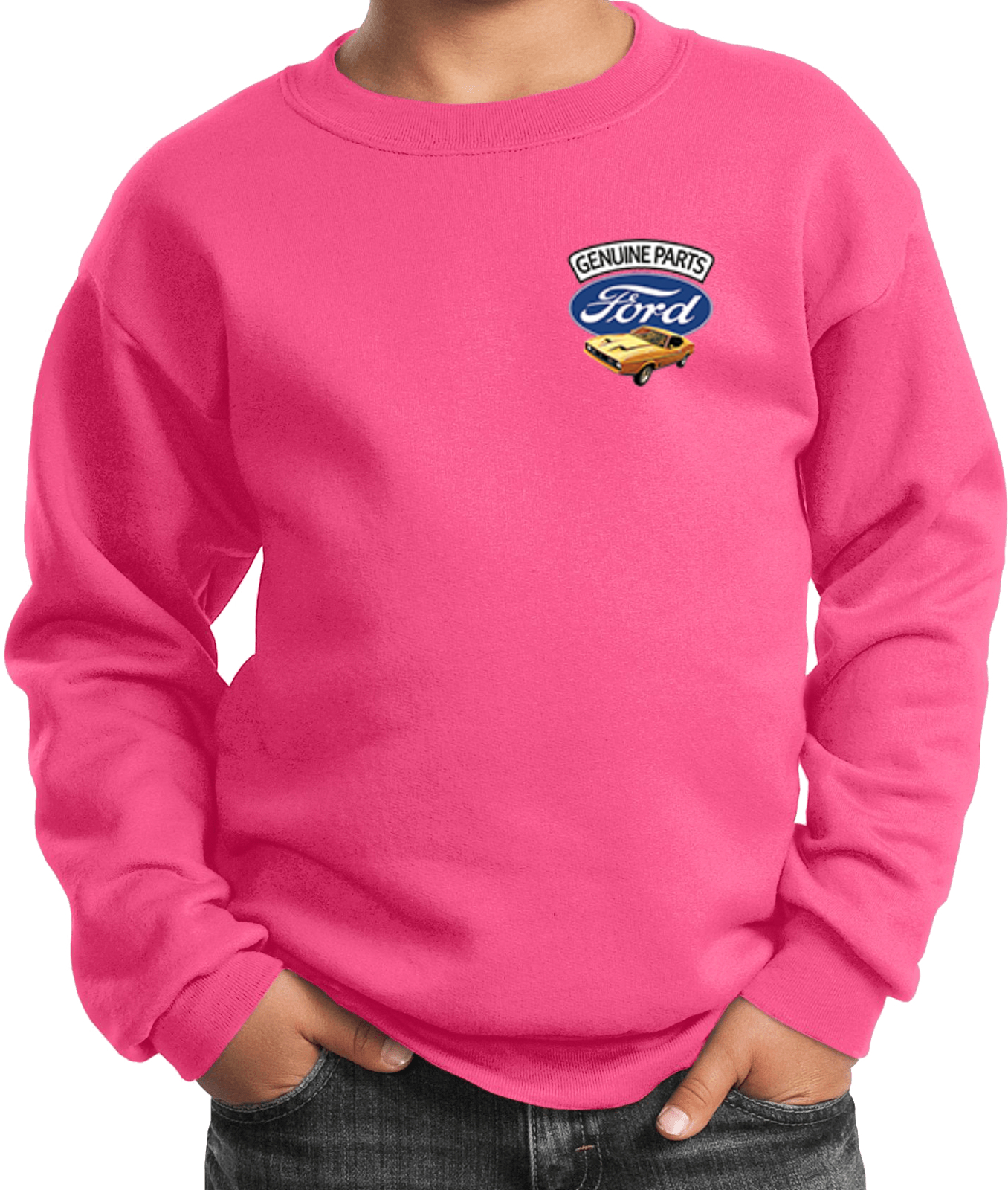 Kids Ford Mustang Sweatshirt Genuine Parts Pocket Print - Picture 13 of 20