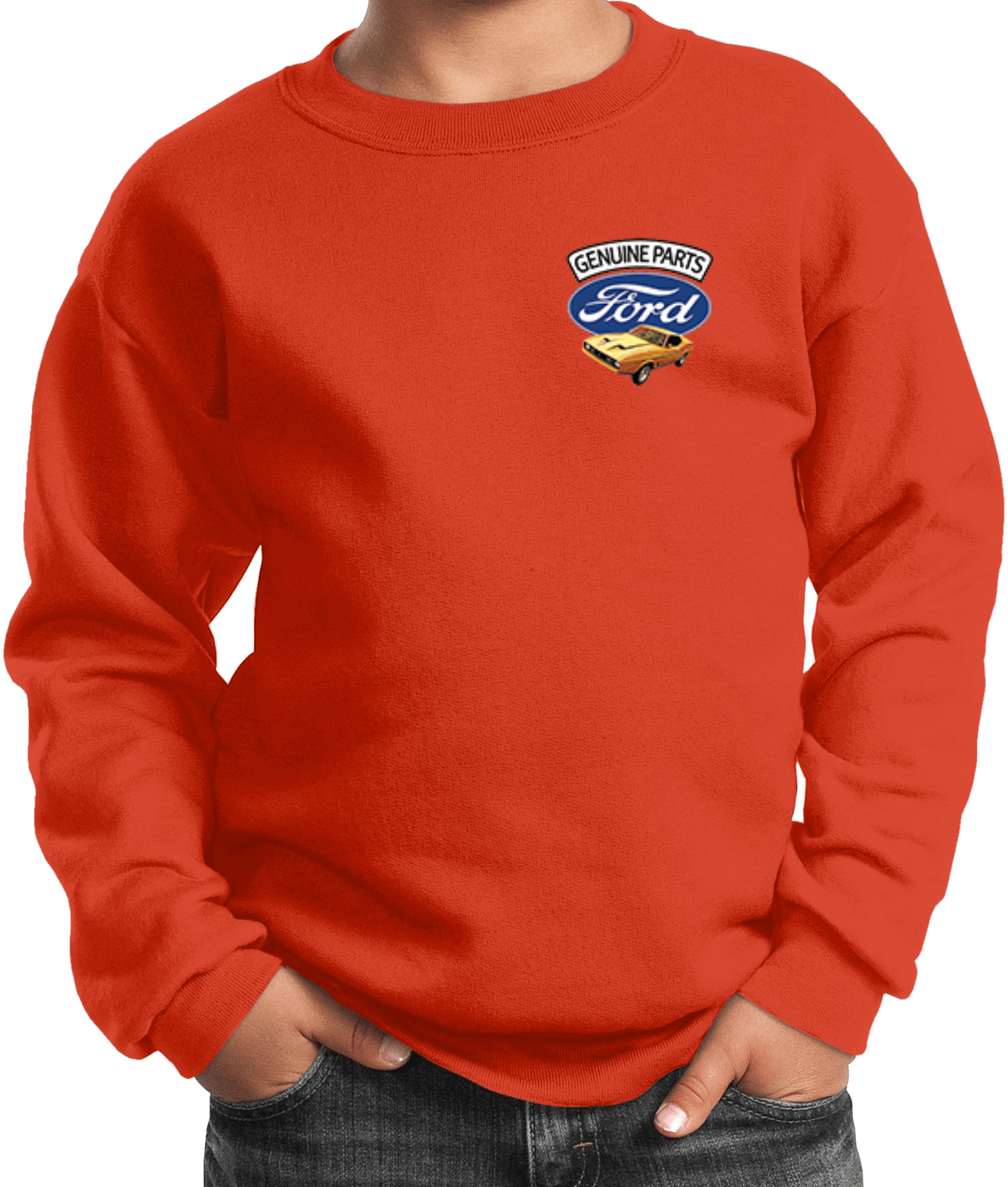 Kids Ford Mustang Sweatshirt Genuine Parts Pocket Print - Picture 15 of 20
