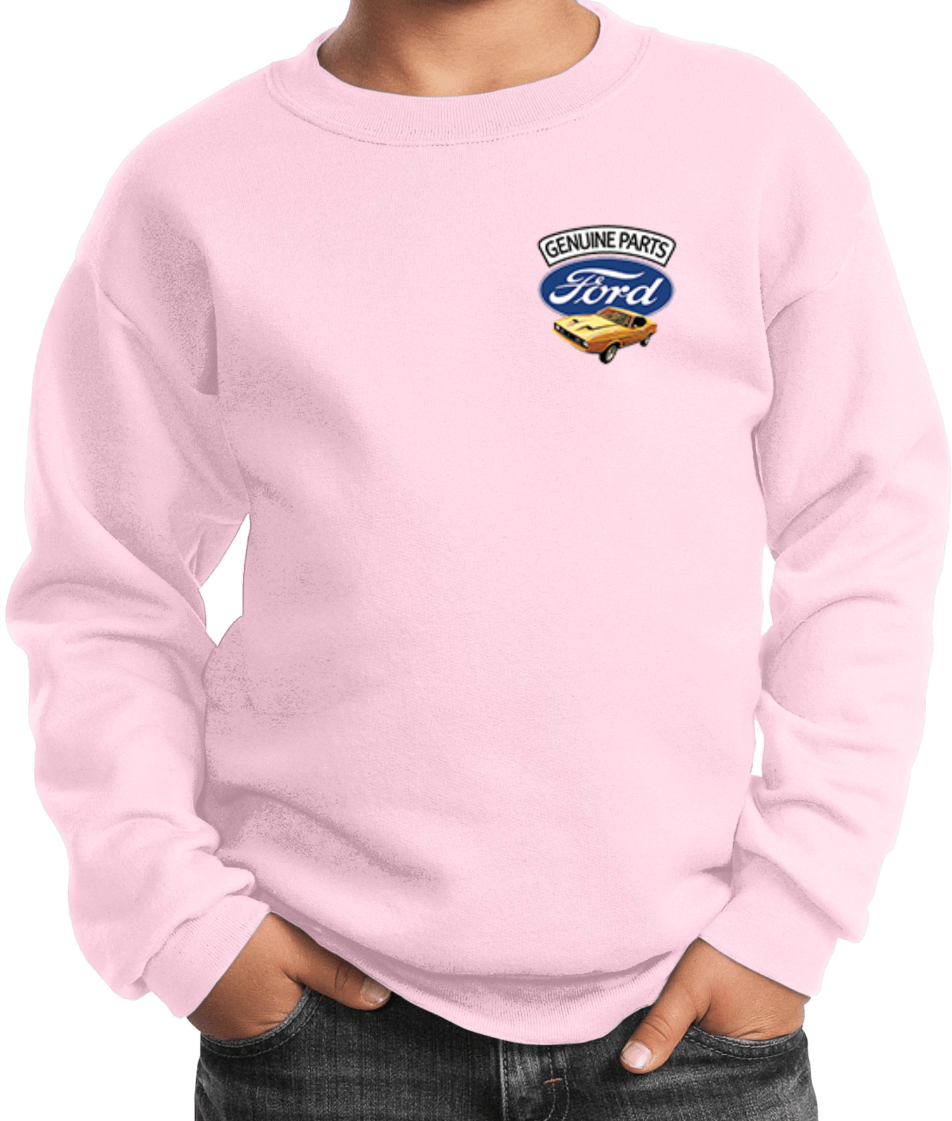 Kids Ford Mustang Sweatshirt Genuine Parts Pocket Print - Picture 16 of 20