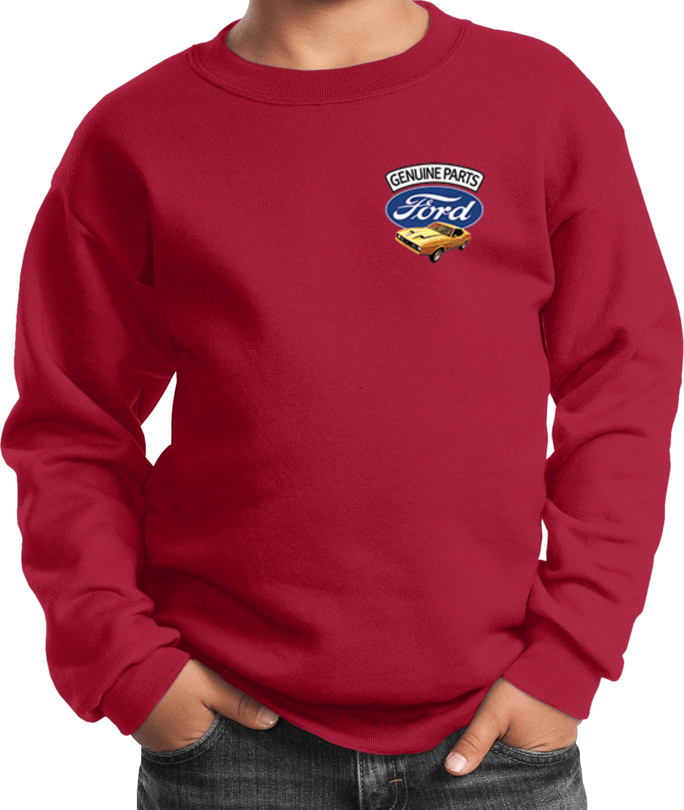 Kids Ford Mustang Sweatshirt Genuine Parts Pocket Print - Picture 17 of 20