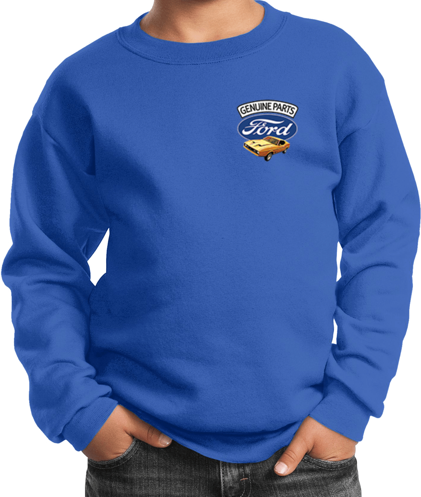 Kids Ford Mustang Sweatshirt Genuine Parts Pocket Print - Picture 18 of 20