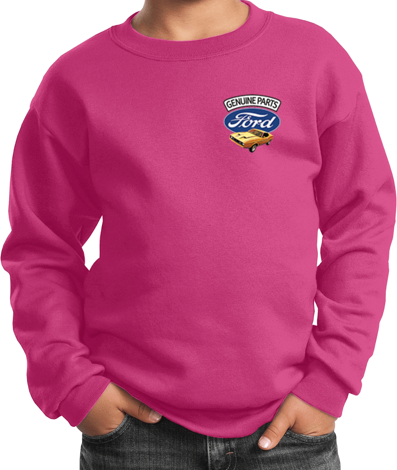 Kids Ford Mustang Sweatshirt Genuine Parts Pocket Print - Picture 19 of 20