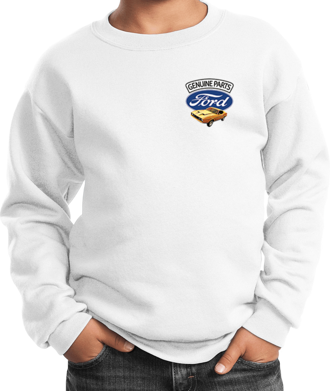 Kids Ford Mustang Sweatshirt Genuine Parts Pocket Print - Picture 20 of 20
