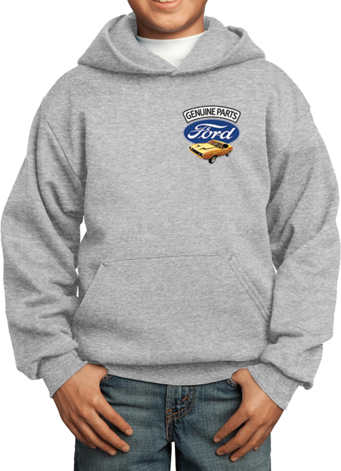 Kids Ford Mustang Hoodie Genuine Parts Pocket Print - Picture 2 of 21