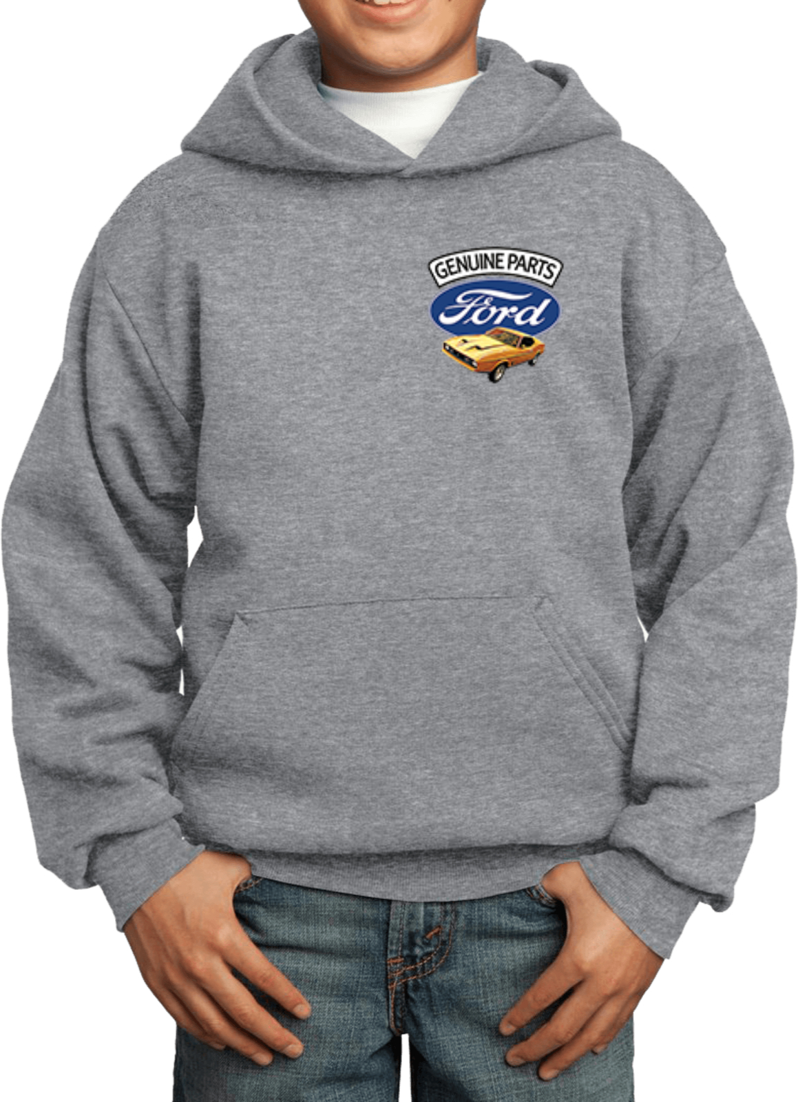 Kids Ford Mustang Hoodie Genuine Parts Pocket Print - Picture 3 of 21