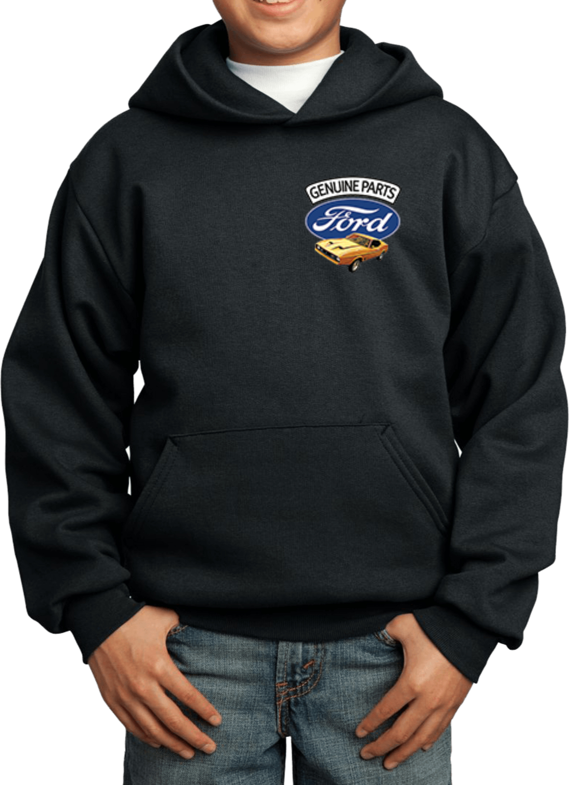 Kids Ford Mustang Hoodie Genuine Parts Pocket Print - Picture 4 of 21