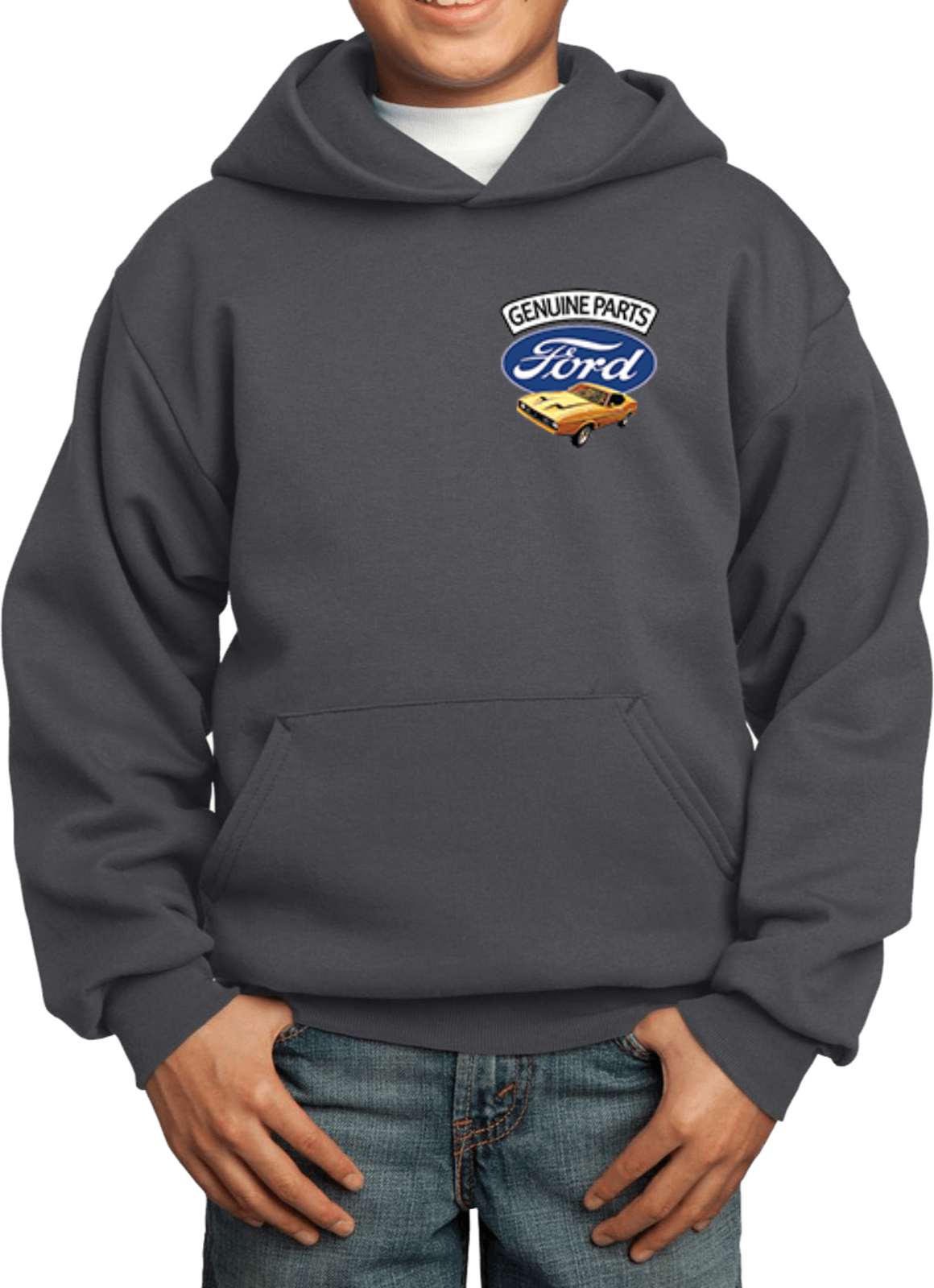 Kids Ford Mustang Hoodie Genuine Parts Pocket Print - Picture 5 of 21