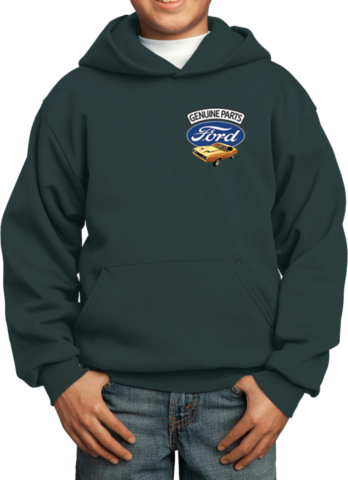 Kids Ford Mustang Hoodie Genuine Parts Pocket Print - Picture 6 of 21