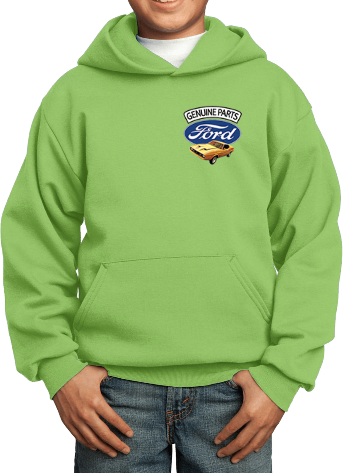 Kids Ford Mustang Hoodie Genuine Parts Pocket Print - Picture 9 of 21