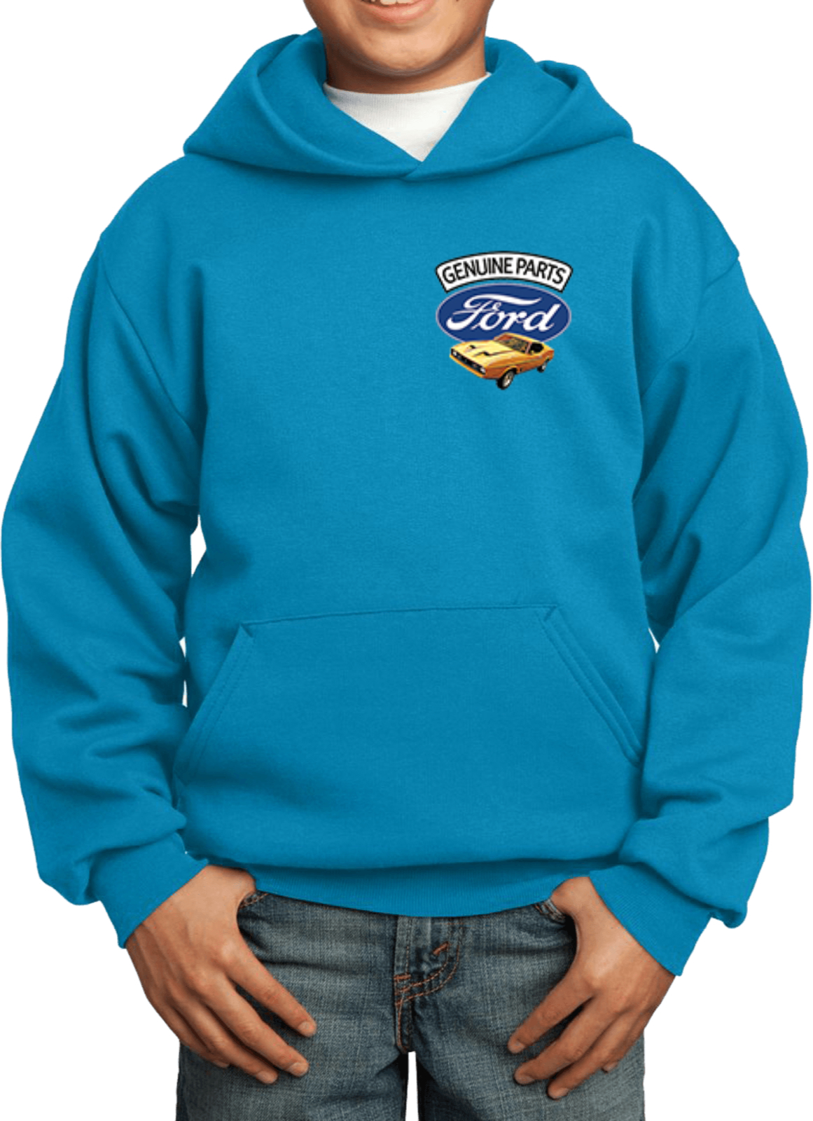 Kids Ford Mustang Hoodie Genuine Parts Pocket Print - Picture 11 of 21