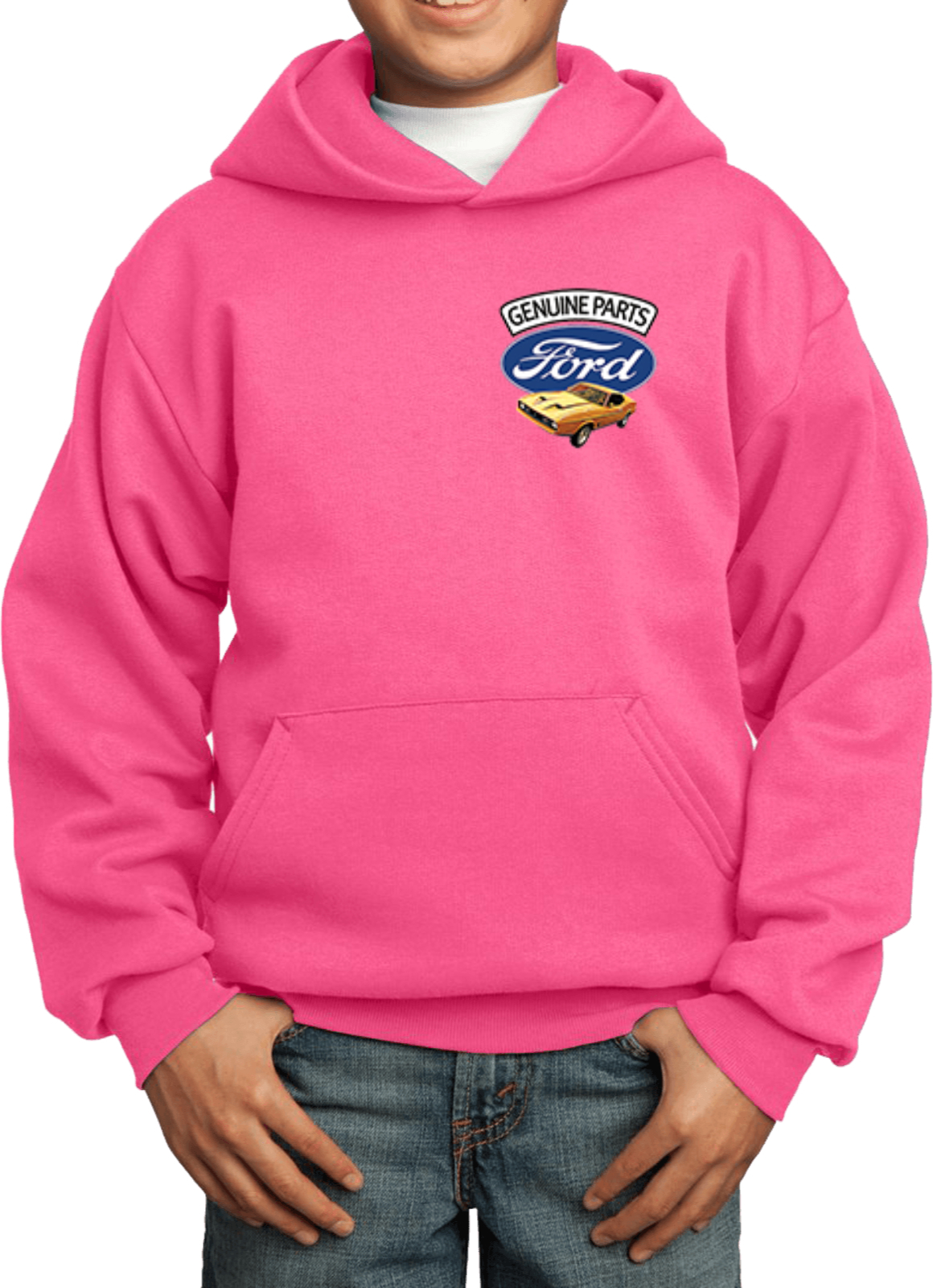 Kids Ford Mustang Hoodie Genuine Parts Pocket Print - Picture 14 of 21