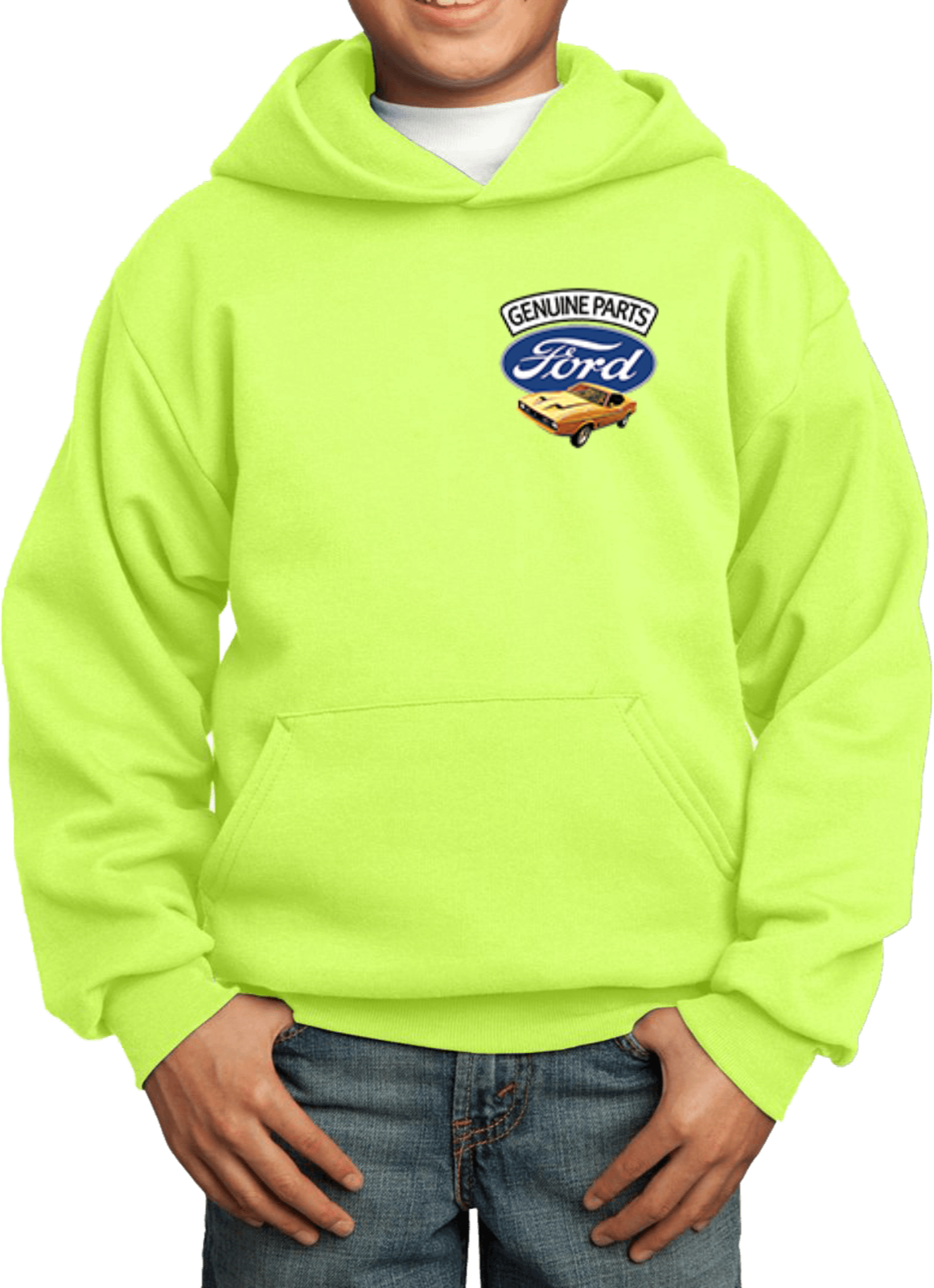 Kids Ford Mustang Hoodie Genuine Parts Pocket Print - Picture 15 of 21