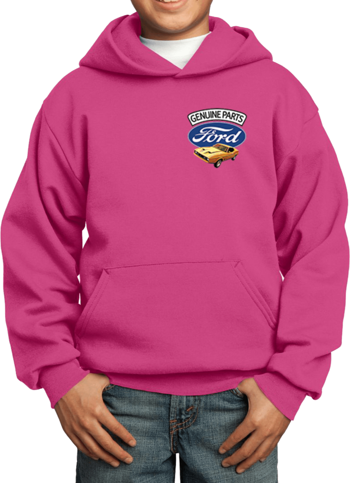Kids Ford Mustang Hoodie Genuine Parts Pocket Print - Picture 20 of 21