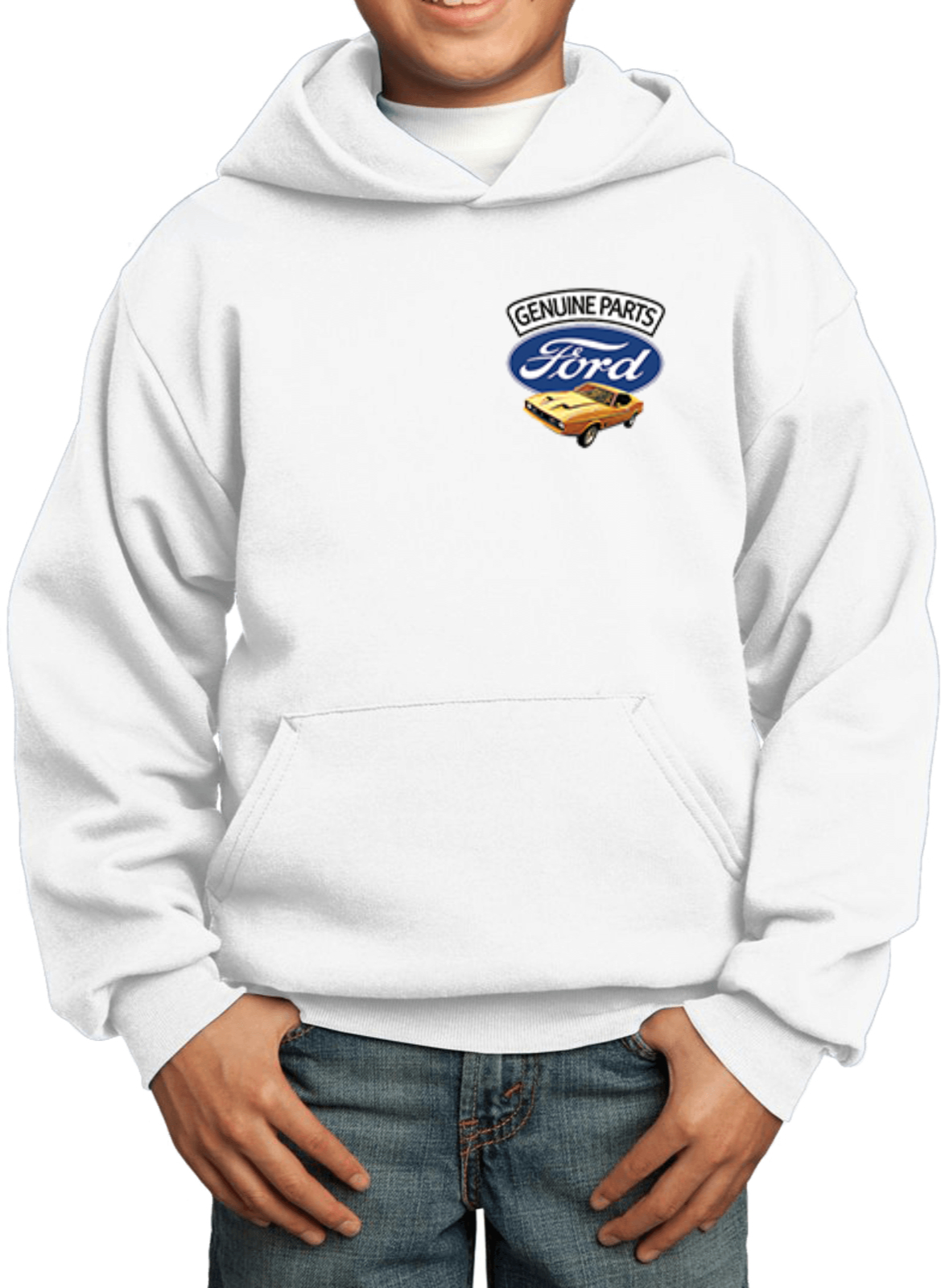 Kids Ford Mustang Hoodie Genuine Parts Pocket Print - Picture 21 of 21