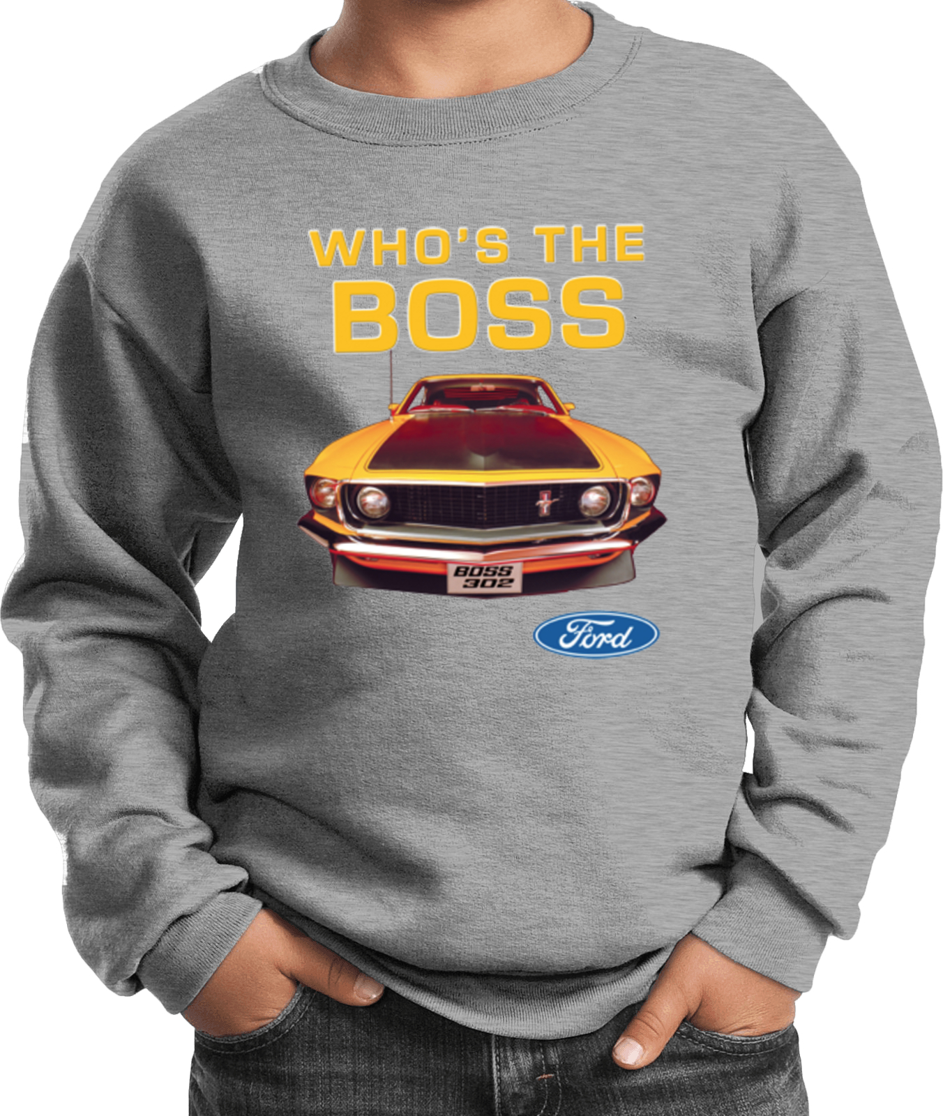 Kids Ford Mustang Sweatshirt Whos the Boss - Picture 3 of 17