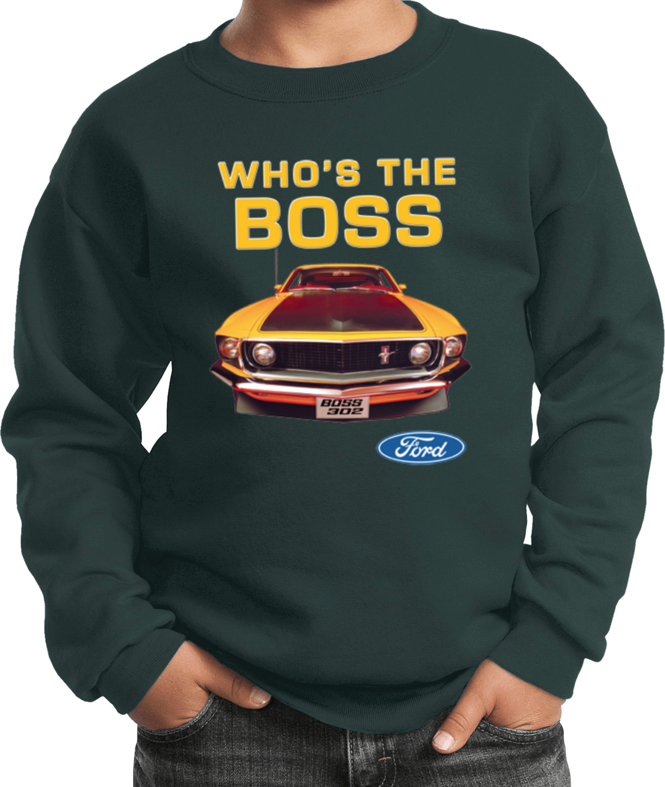 Kids Ford Mustang Sweatshirt Whos the Boss - Picture 7 of 17