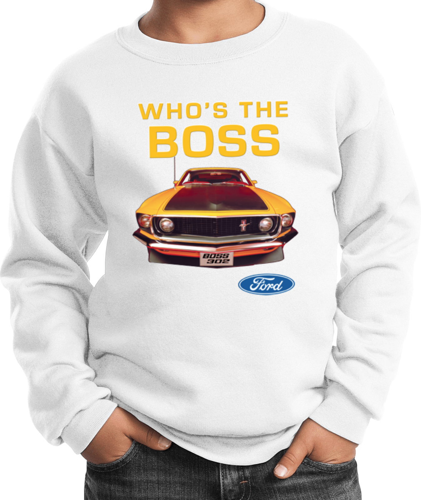 Kids Ford Mustang Sweatshirt Whos the Boss - Picture 17 of 17
