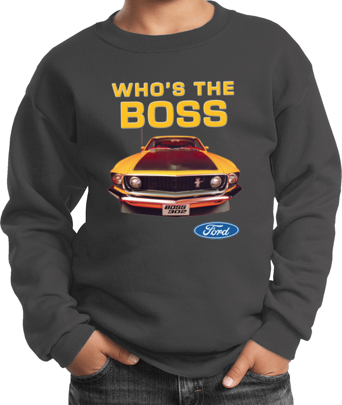 Kids Ford Mustang Sweatshirt Whos the Boss - Picture 6 of 17