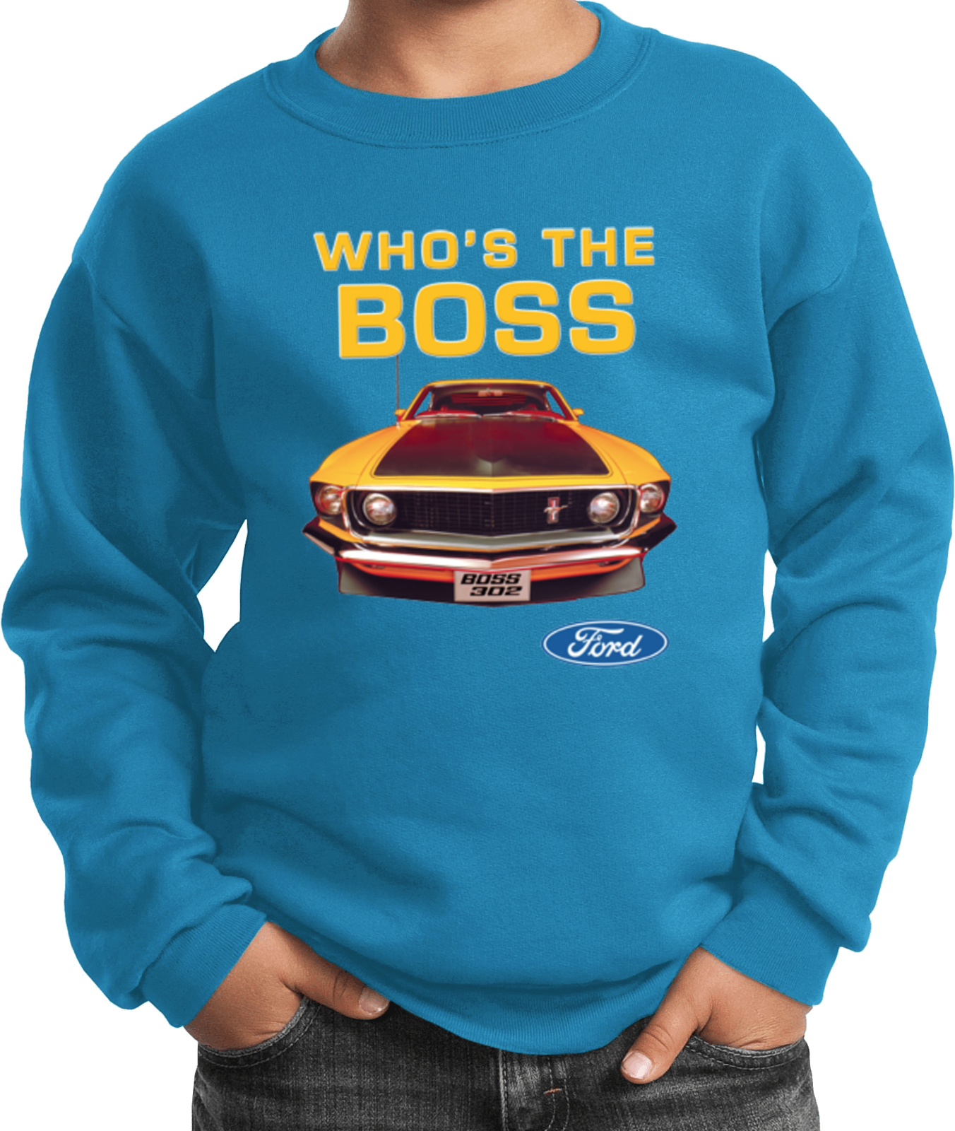 Kids Ford Mustang Sweatshirt Whos the Boss - Picture 11 of 17