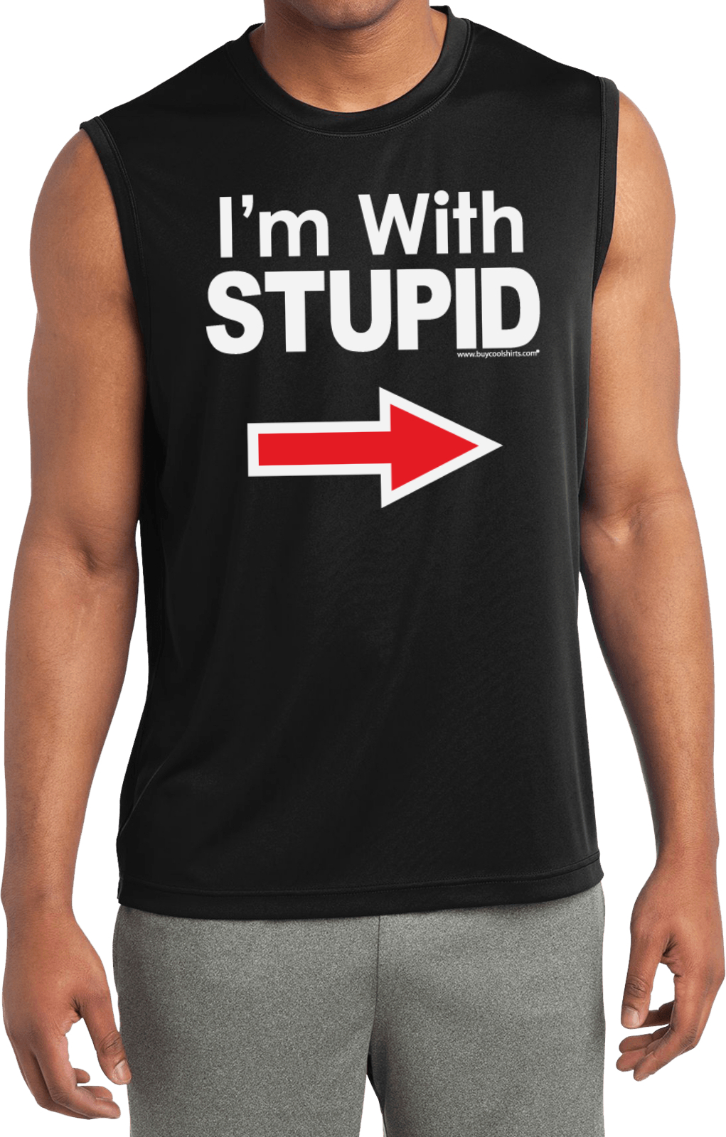 Buy Cool Shirts I’m With Stupid T-shirt White Print Sleeveless Competitor Tee