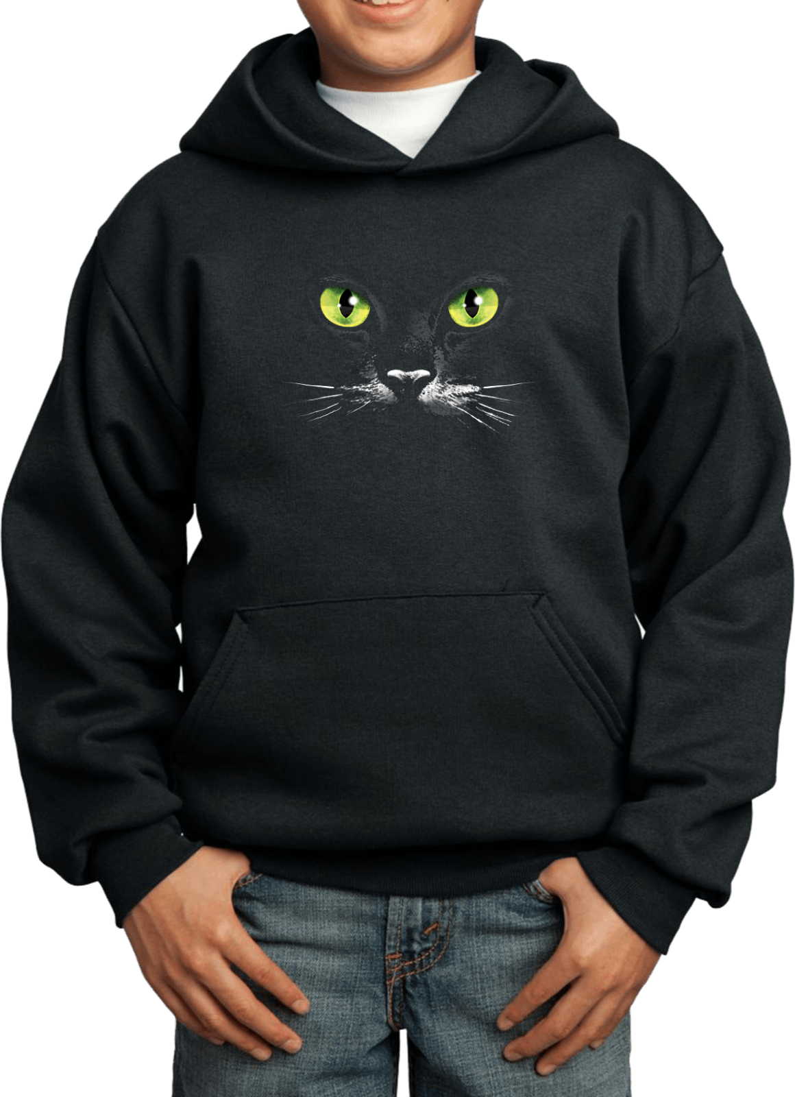 Kids Halloween Hoodie Black Cat - Picture 2 of 3