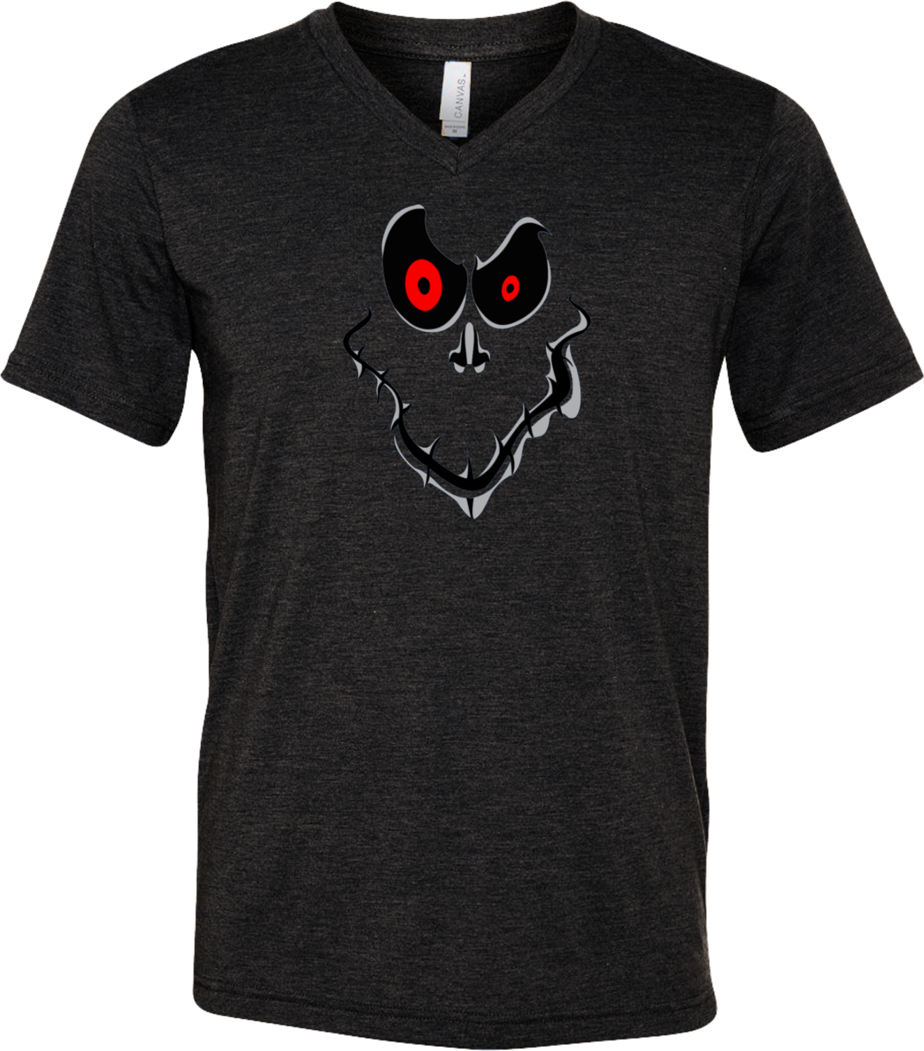Halloween T-shirt Ghost Face Tri Blend V-Neck