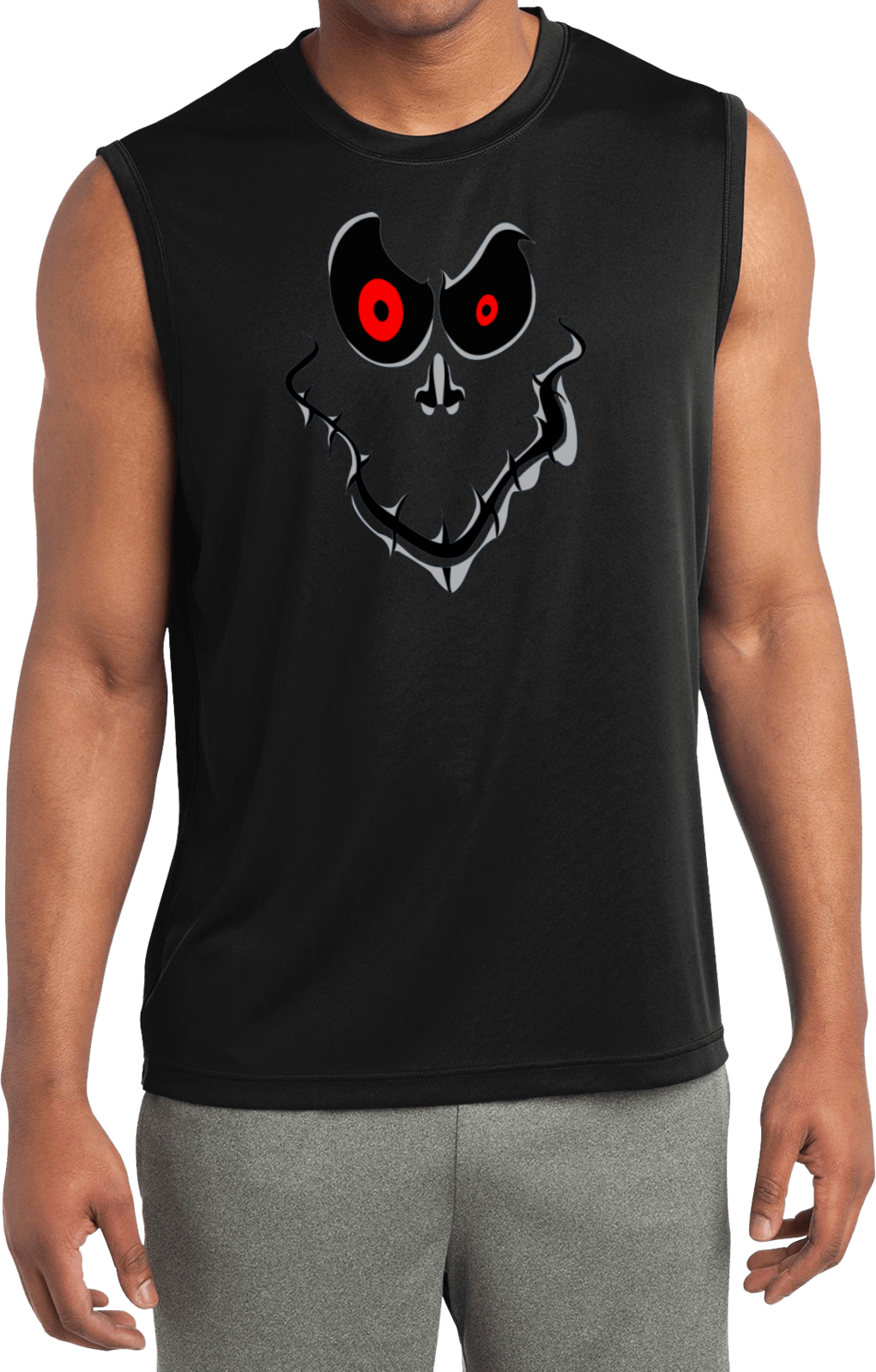 Halloween T-shirt Ghost Face Sleeveless Competitor Tee