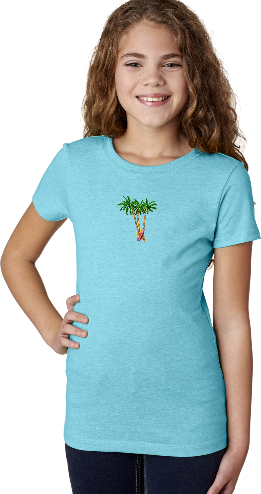 Buy Cool Shirts Palm Tree Patch Small Print Girls Shirt - Picture 3 of 12
