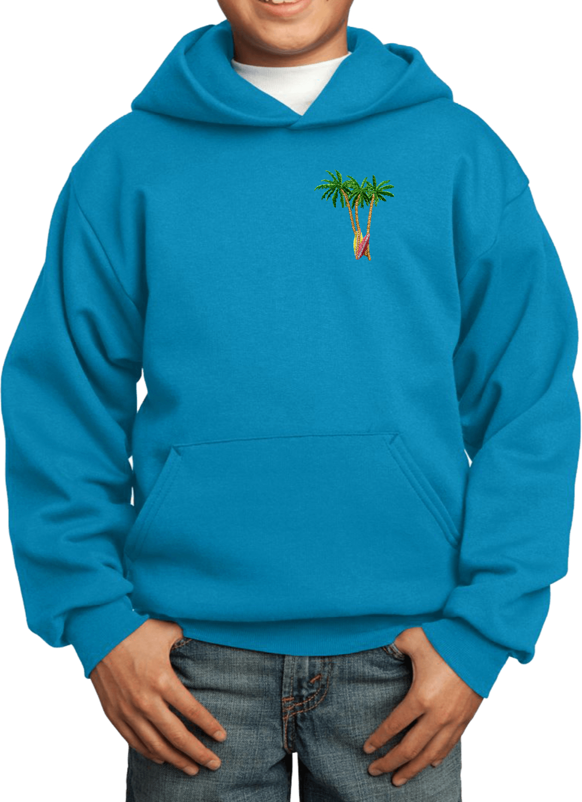 Buy Cool Shirts Palm Tree Patch Pocket Print Youth Kids Hoodie - Picture 10 of 20