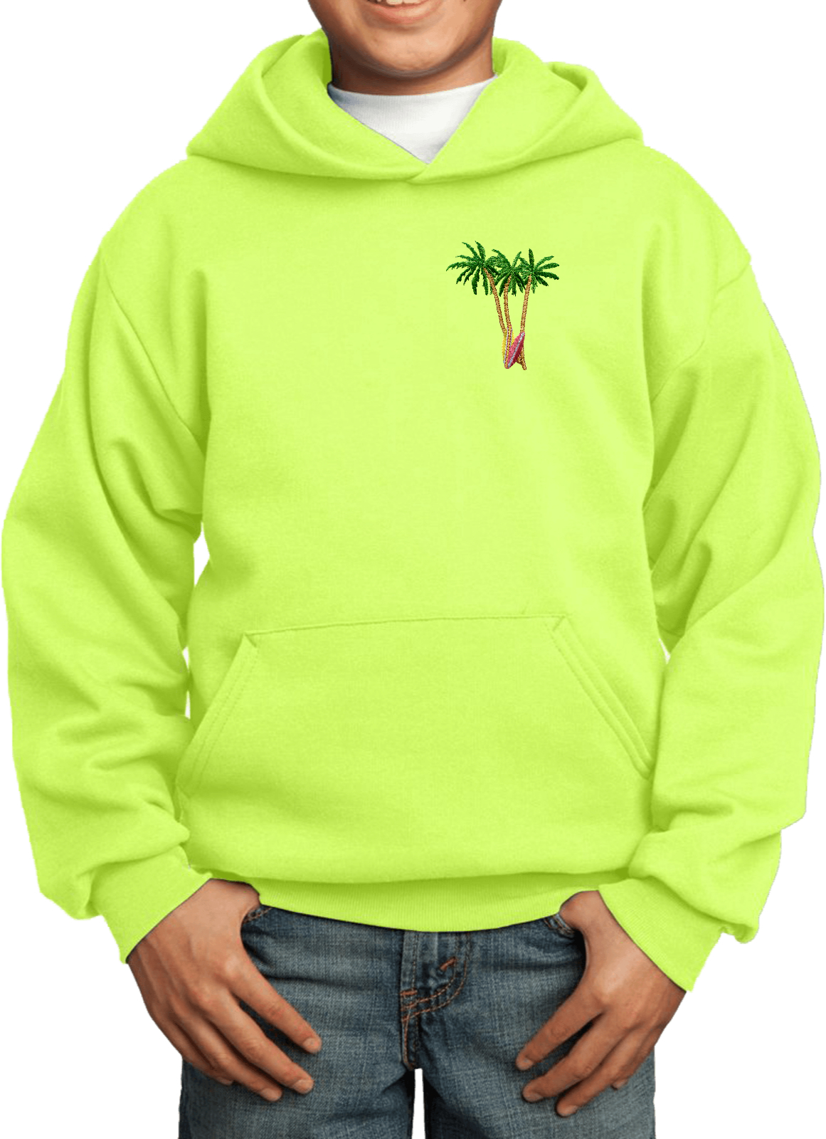 Buy Cool Shirts Palm Tree Patch Pocket Print Youth Kids Hoodie - Picture 13 of 20
