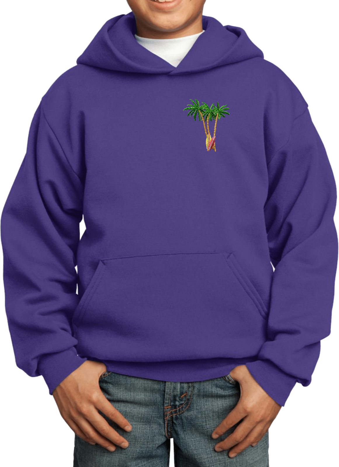 Buy Cool Shirts Palm Tree Patch Pocket Print Youth Kids Hoodie - Picture 16 of 20