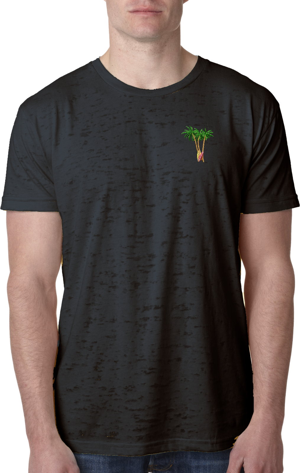 Buy Cool Shirts Palm Tree Patch Pocket Print Burnout Shirt